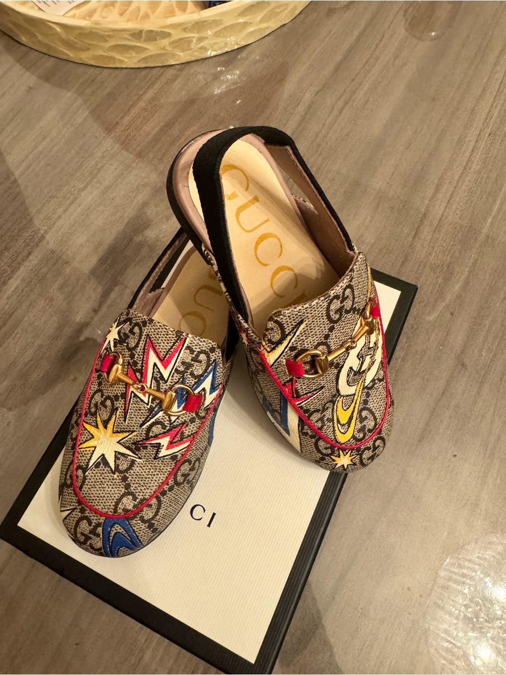 Gucci Multicolor GG Canvas Graphic Horsebit Mules